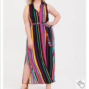 Torrid multi stripe maxi shirt dress